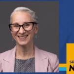 A photo of Kjersti VanSlyke-Briggs framed by the SUNY Empire News graphic