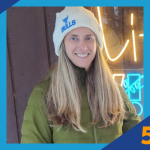 a photo of Tara Clark framed by the blue, orange, and white "Five-Minute Feature" graphic