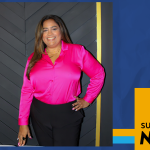 Photo of Tayrin Tapia smiling in a bright pink blouse and black pants, with SUNY Empire News branding.